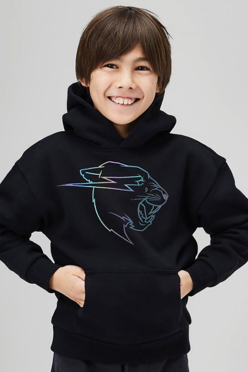 KIDS REFLECTIVE PANTHER HOODIE - BLACK