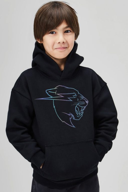 KIDS REFLECTIVE PANTHER HOODIE - BLACK